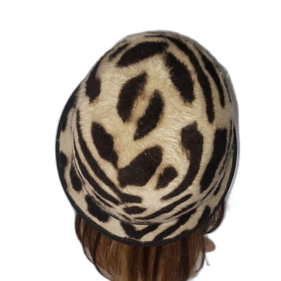 Makins New York Cloche Hat Womens Medium Leopard Print Faux Fur Ribbon Chic main image 9